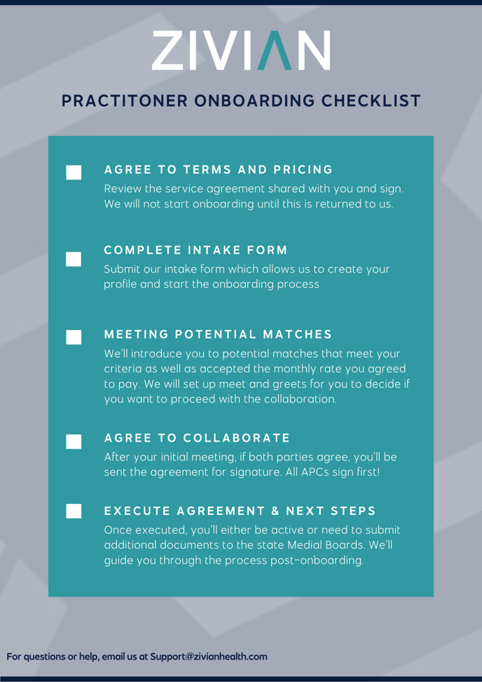 Onboarding Checklist for Practitioners