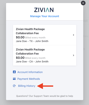 payments - billing history